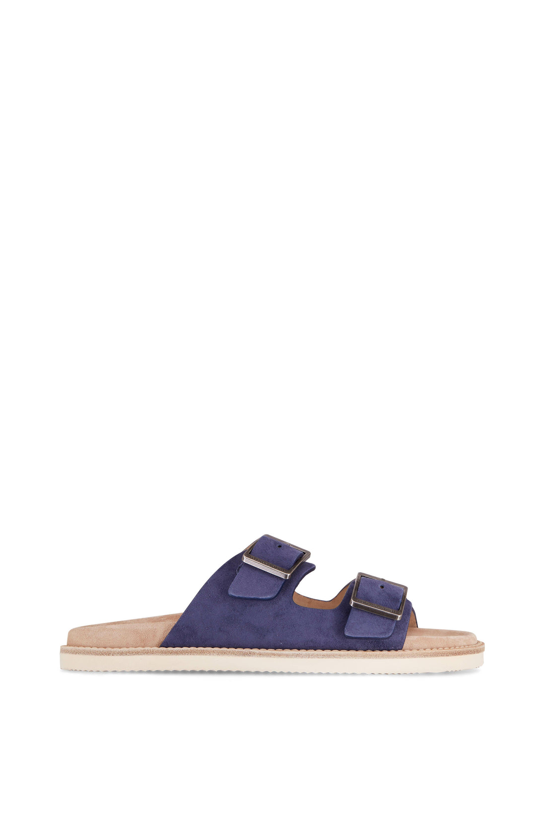 Brunello Cucinelli Navy Suede Buckle Sandal