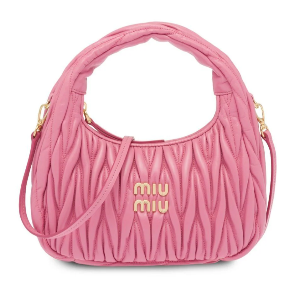Miu Miu Bag | Wander Shoulder Bag in Matelassé Nappa Leather "Pink"