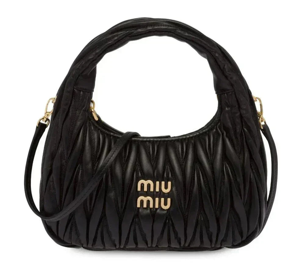 Miu Miu Bag | Wander  Shoulder Bag in Matelassé Nappa Leather "Black"