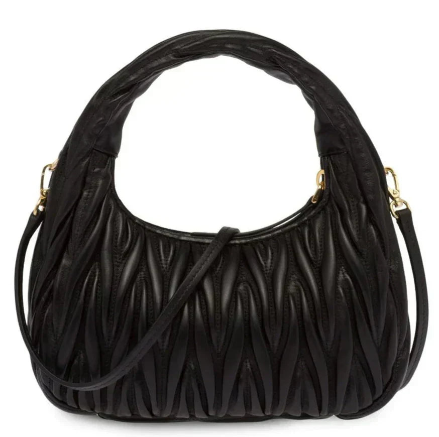 Miu Miu Bag | Wander  Shoulder Bag in Matelassé Nappa Leather "Black"