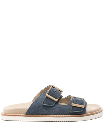 Brunello Cucinelli canvas slides