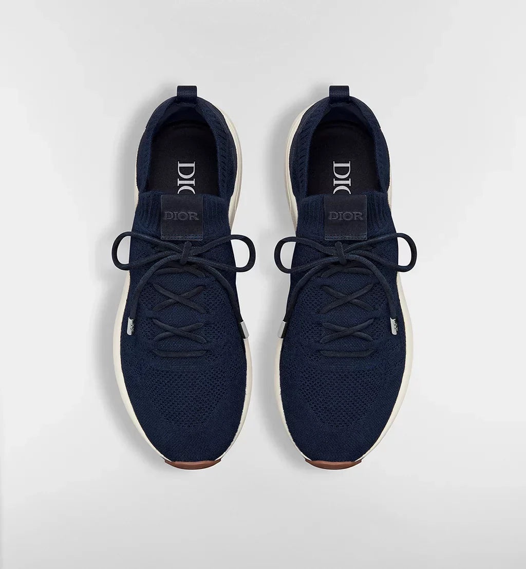 B80 Lounge Sneaker Navy Blue Cannage Cashmere, Wool and Silk Knit with Navy Blue Suede Calfskin