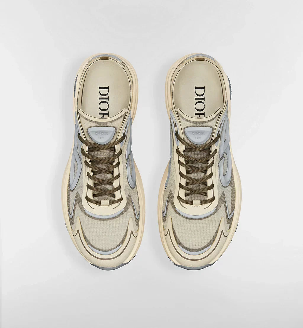 B30 Countdown Tech Sneaker Beige Semi-Transparent N3O Nylon, Beige and Brown Technical Fabric and Gray Rubber