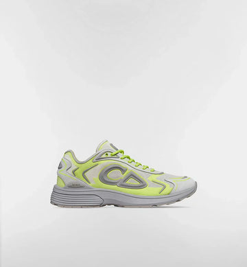 B30 Countdown Tech Sneaker White Semi-Transparent N3O Nylon, Gray and Green Technical Fabric and Gray Rubber