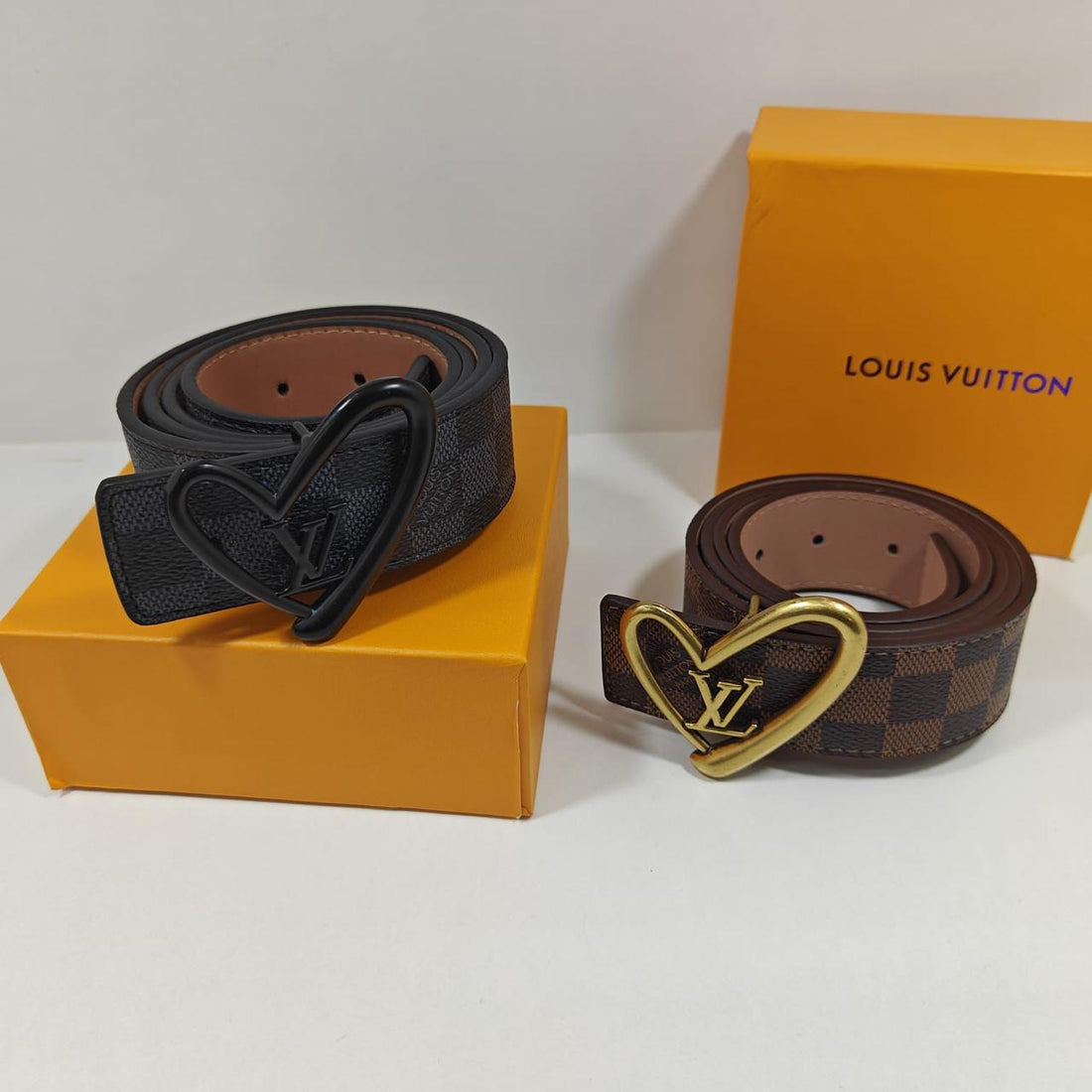 Louis Vuitton Monogram Canvas Fall in Love Heart Reversible Belt Bronw/BLACK
