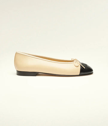Chanel Ballet flats   Lambskin  Beige & Black| Women's
