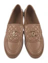 Chanel Crumpled Lambskin Quilted CC Turnlock Moccasins Brown| Women's