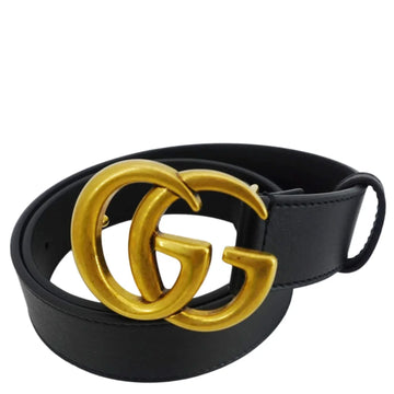 GG Buckle Leather Belt Black