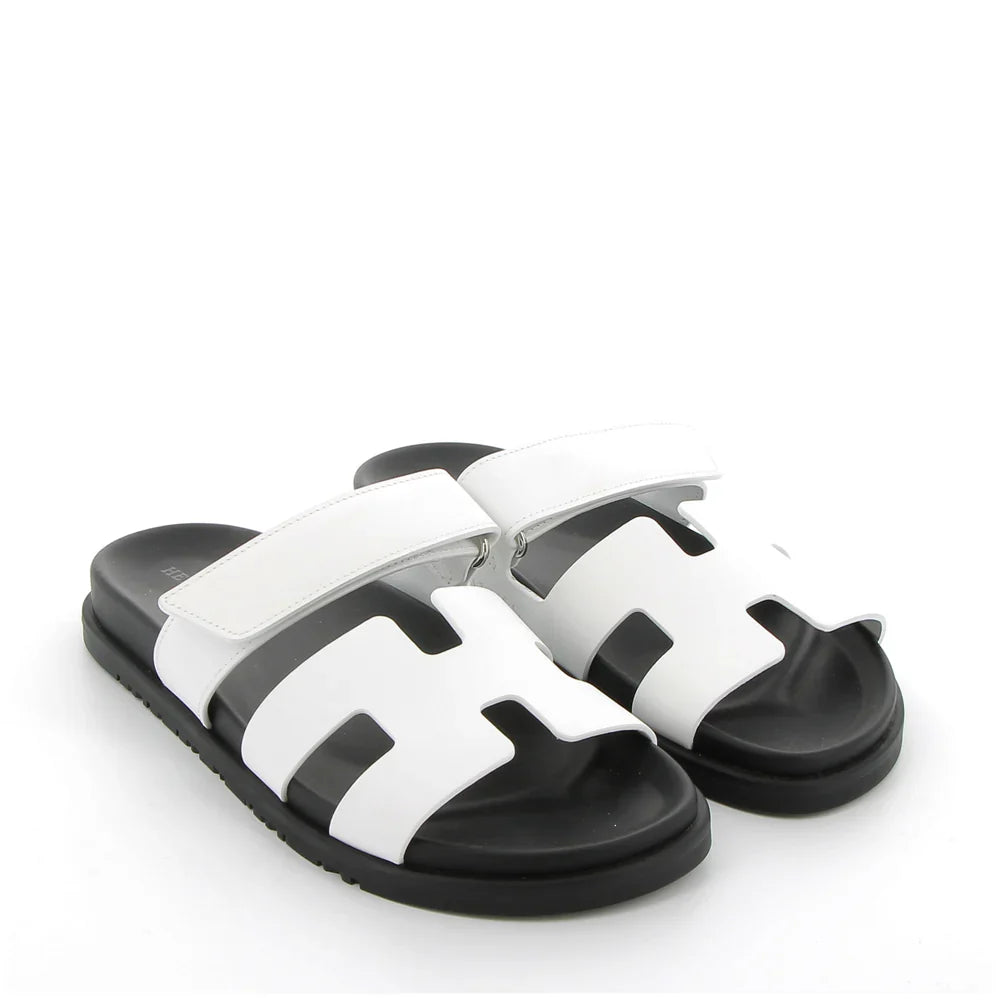 HERMES Chypre Sandals White Swift