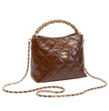 Chanel Bag | Braided Handle Chain Hobo In Brown Leather.