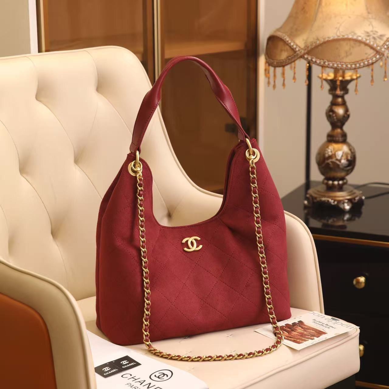 Chanel Bag | Medium Hobo Handbag Burgundy