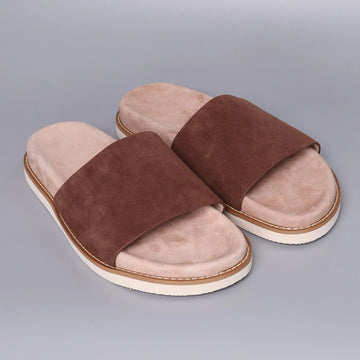 Brunello Cucinelli brown suede slide sandals