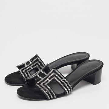 Hermès Black Suede Crystal Embellished Oasis